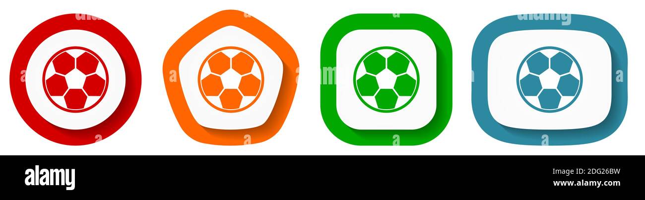 Soccer vector icon set, flat design vector illustration in 4 colors ...