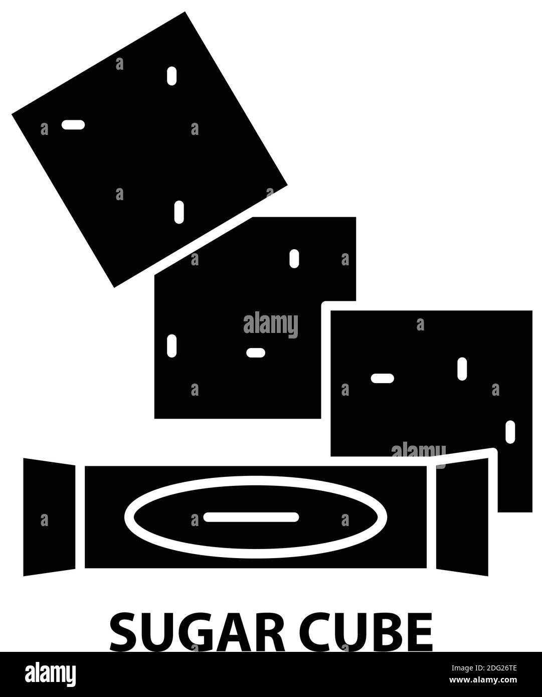 sugar cube icon, black vector sign with editable strokes, concept illustration Stock Vector