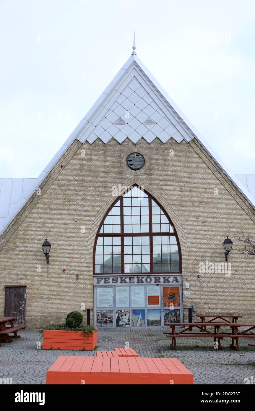 Historic 19th century Feskekorka in Gothenburg which is an indoor fish