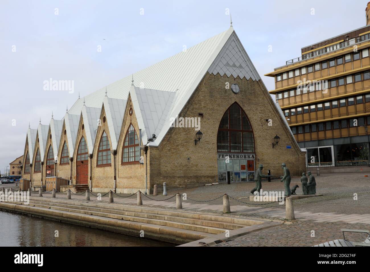 Historic 19th century Feskekorka in Gothenburg which is an indoor fish
