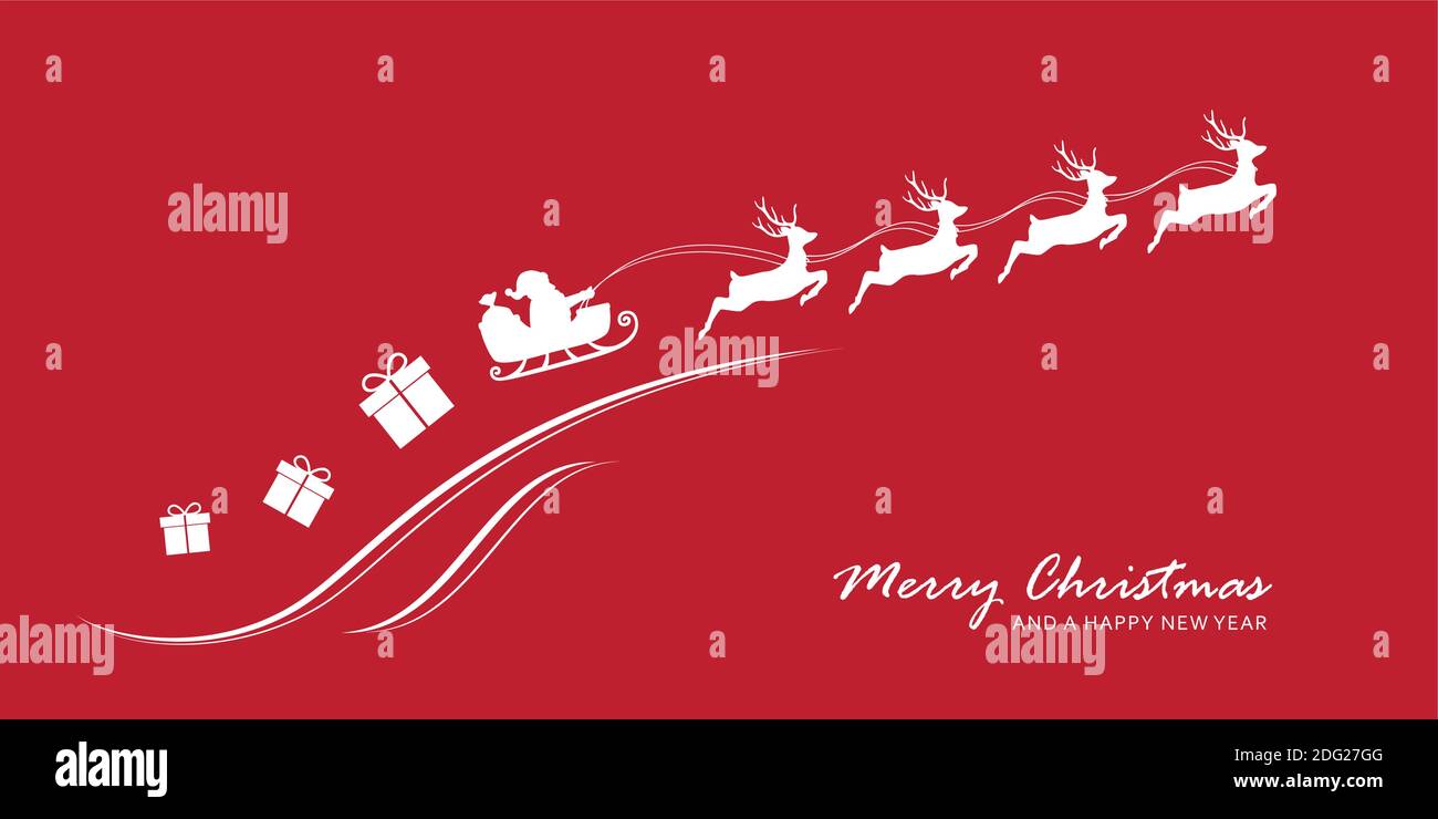 christmas banner santa claus in a sleigh with reindeer vector ...