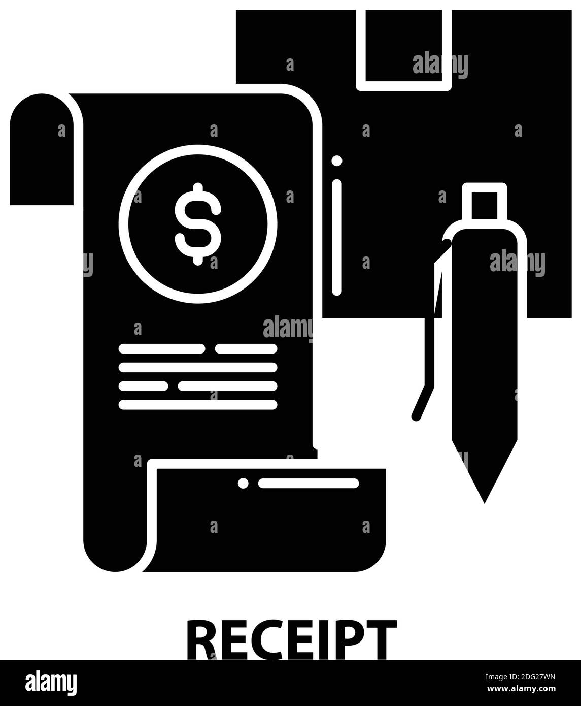 receipt icon, black vector sign with editable strokes, concept symbol ...