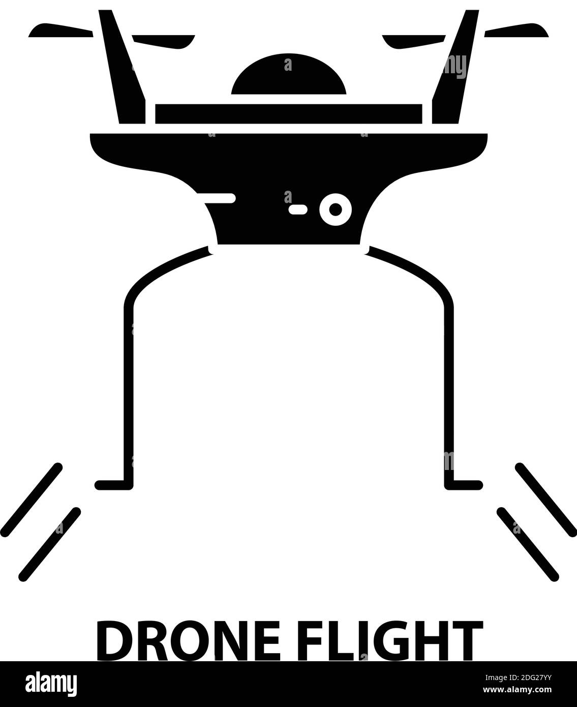 drone flight icon, black vector sign with editable strokes, concept illustration Stock Vector