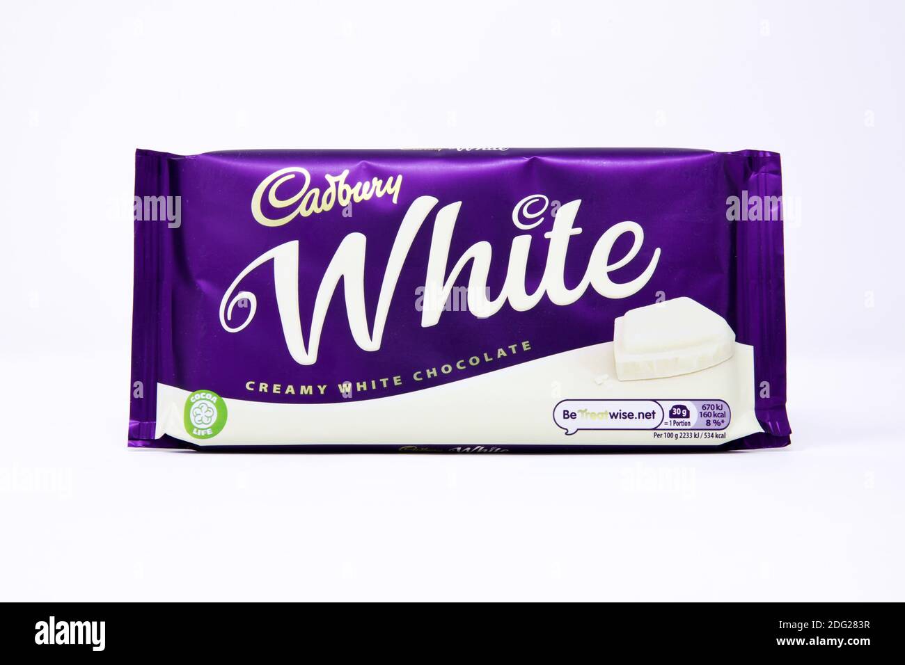 Cadbury Creamy White Chocolate Bar Stock Photo