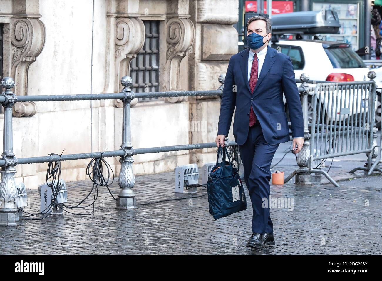 Italian Minister of European Affairs, Vincenzo Amendola arrives at Palazzo Chigi to attend the Council of Ministers in Rome. Stock Photo
