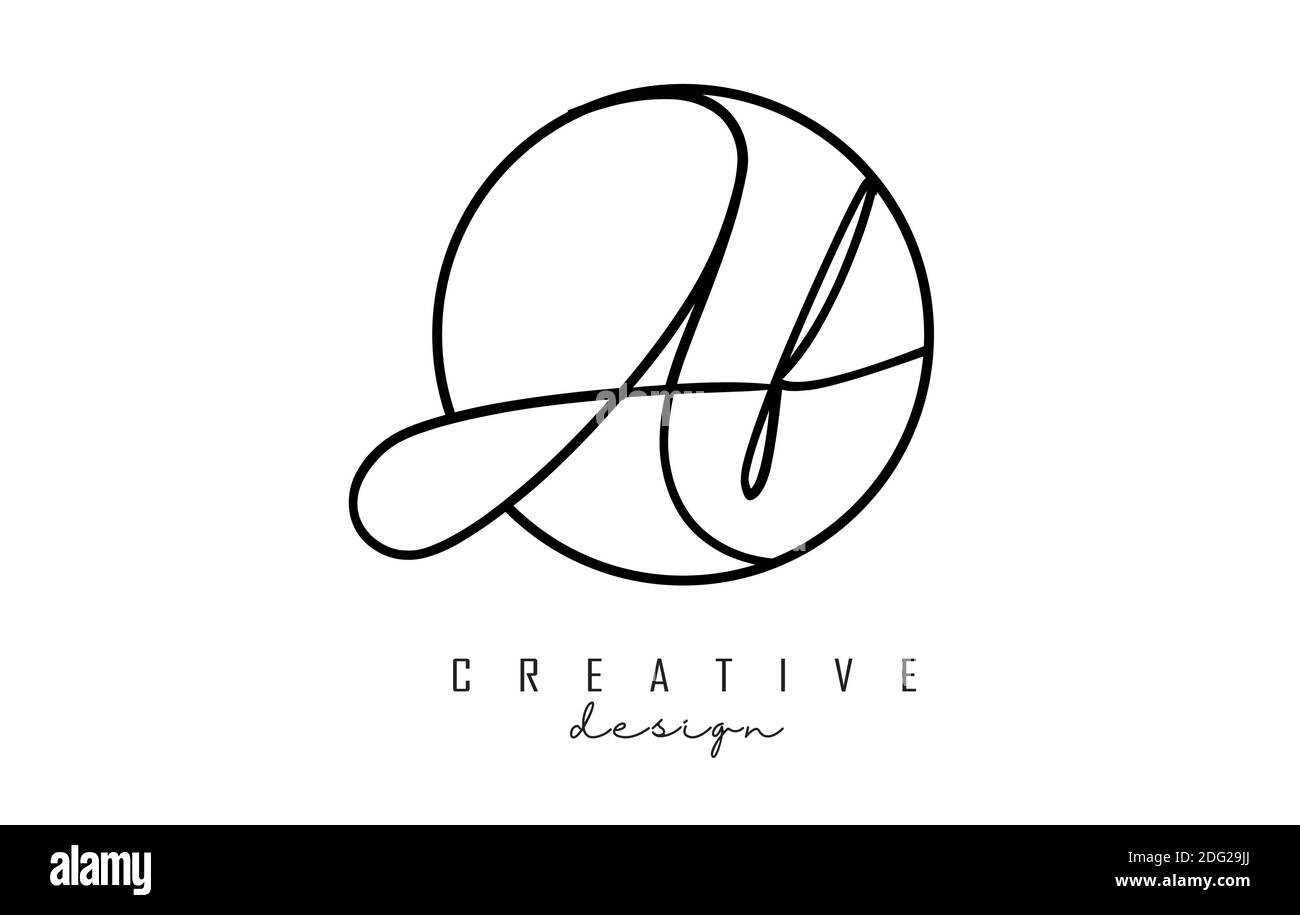 Handwriting letters AF A F logo design with simple circle vector ...
