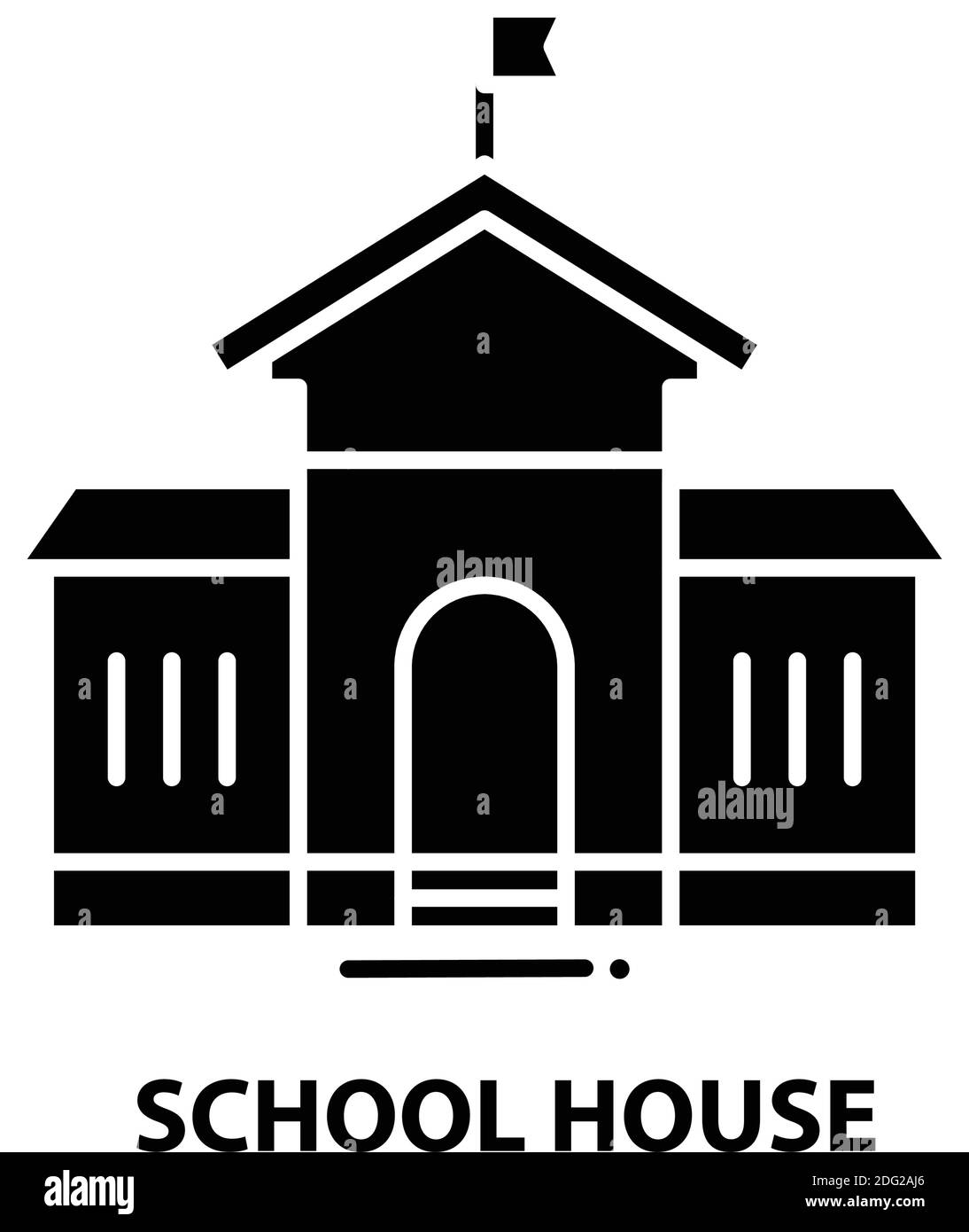 school house icon, black vector sign with editable strokes, concept illustration Stock Vector