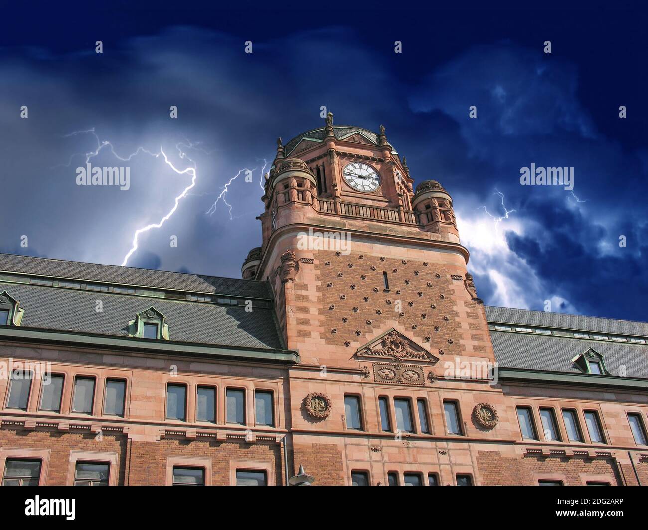 Storm approaching Post Office Building in Stockholm Stock Photo Alamy