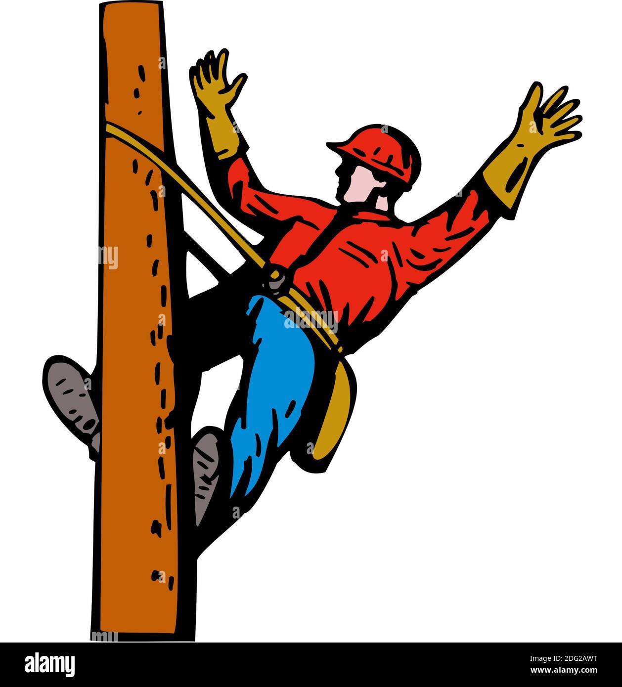 Power Lineman Electrician Leaning Stock Photo Alamy
