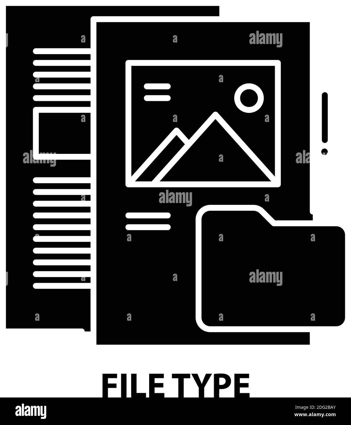 file type icon, black vector sign with editable strokes, concept illustration Stock Vector