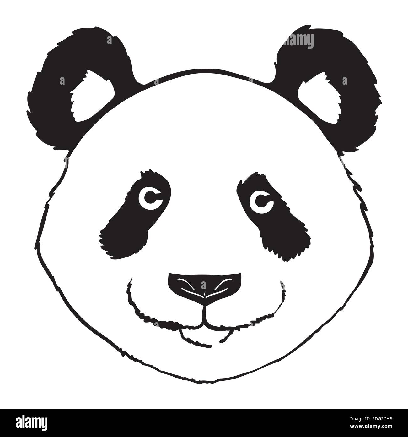 Panda head face front view illustration vector. Stock Vector