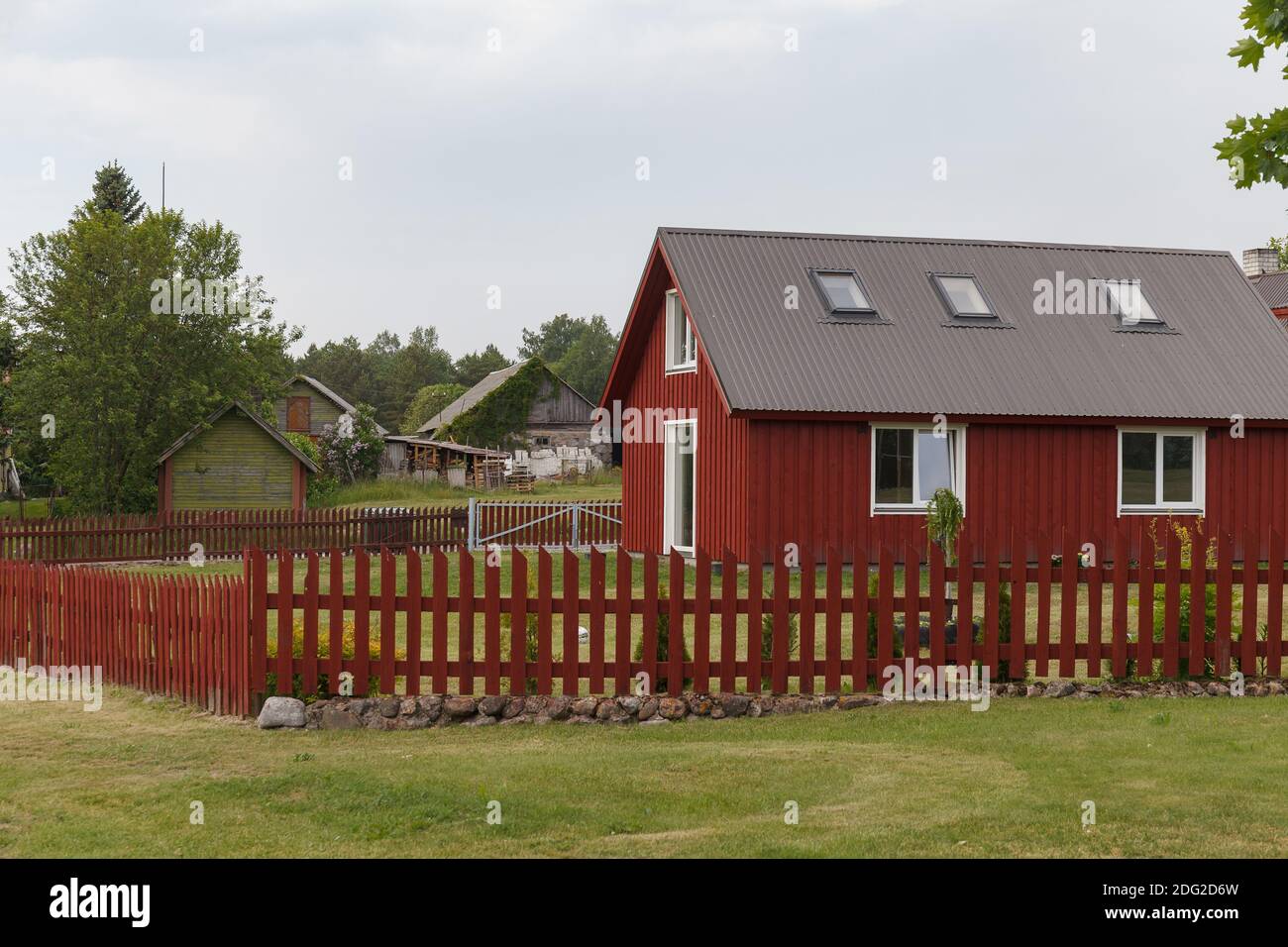Image result for Traditional European village wooden houses. Scandinavia Stock Photo - Alamy