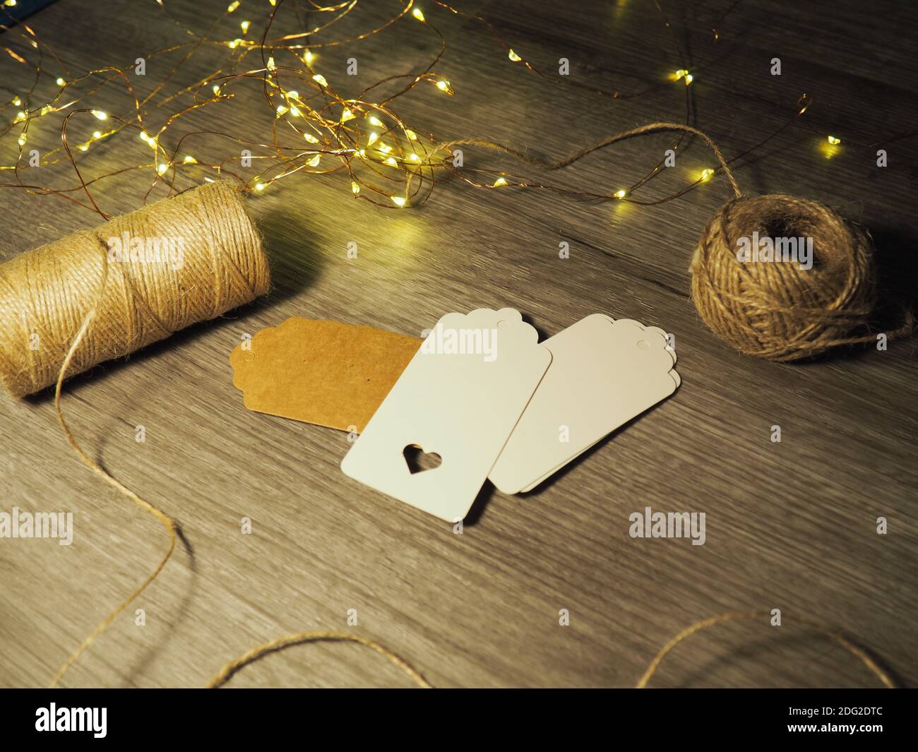 Minimalist Wrapping Brown Paper, Tags and String Stock Photo Alamy