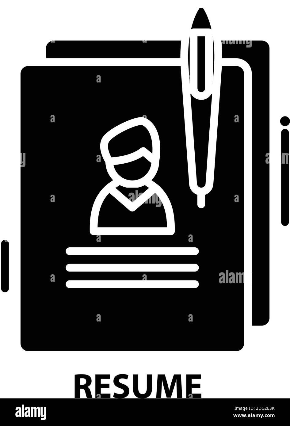 resume icon, black vector sign with editable strokes, concept illustration Stock Vector