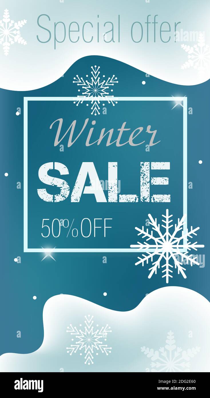 Winter sale Special offer flyer, banner,story, poster Vector illustrations Stock Vector