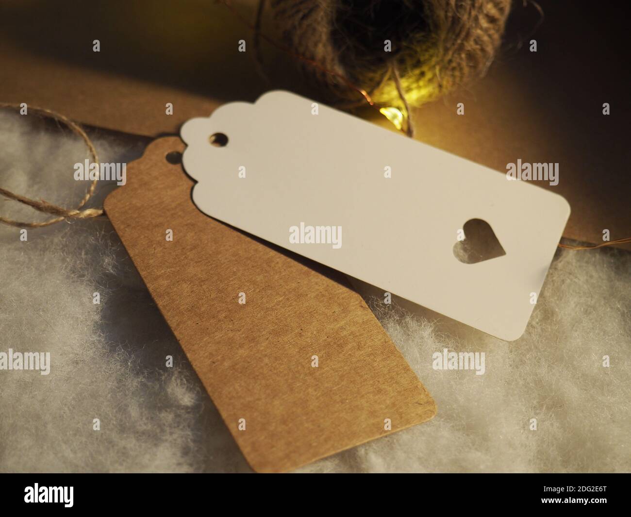 Minimalist Wrapping Brown Paper, Tags and String Stock Photo Alamy