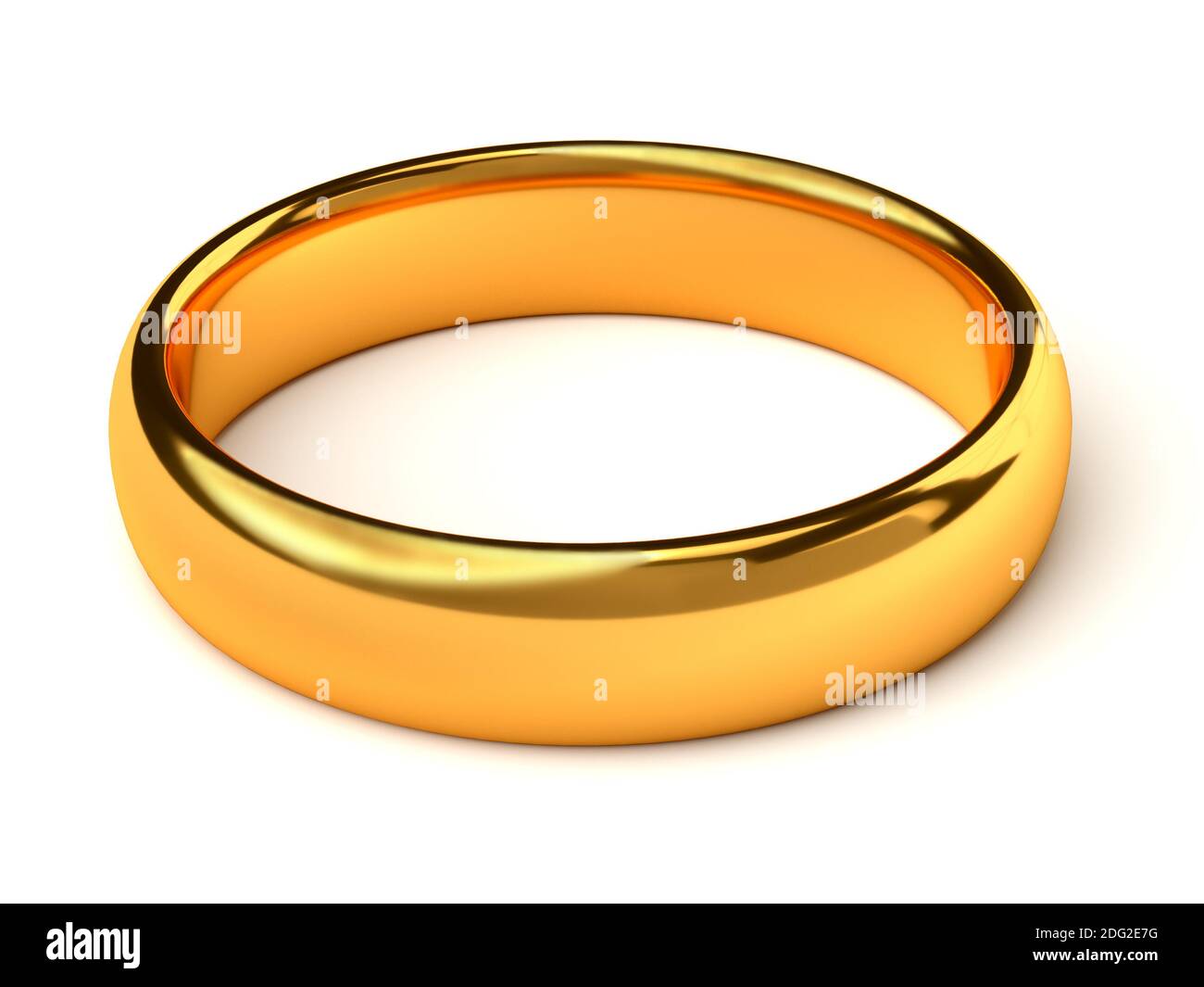Wedding gold ring isolated on white background. 3d rendering Stock ...