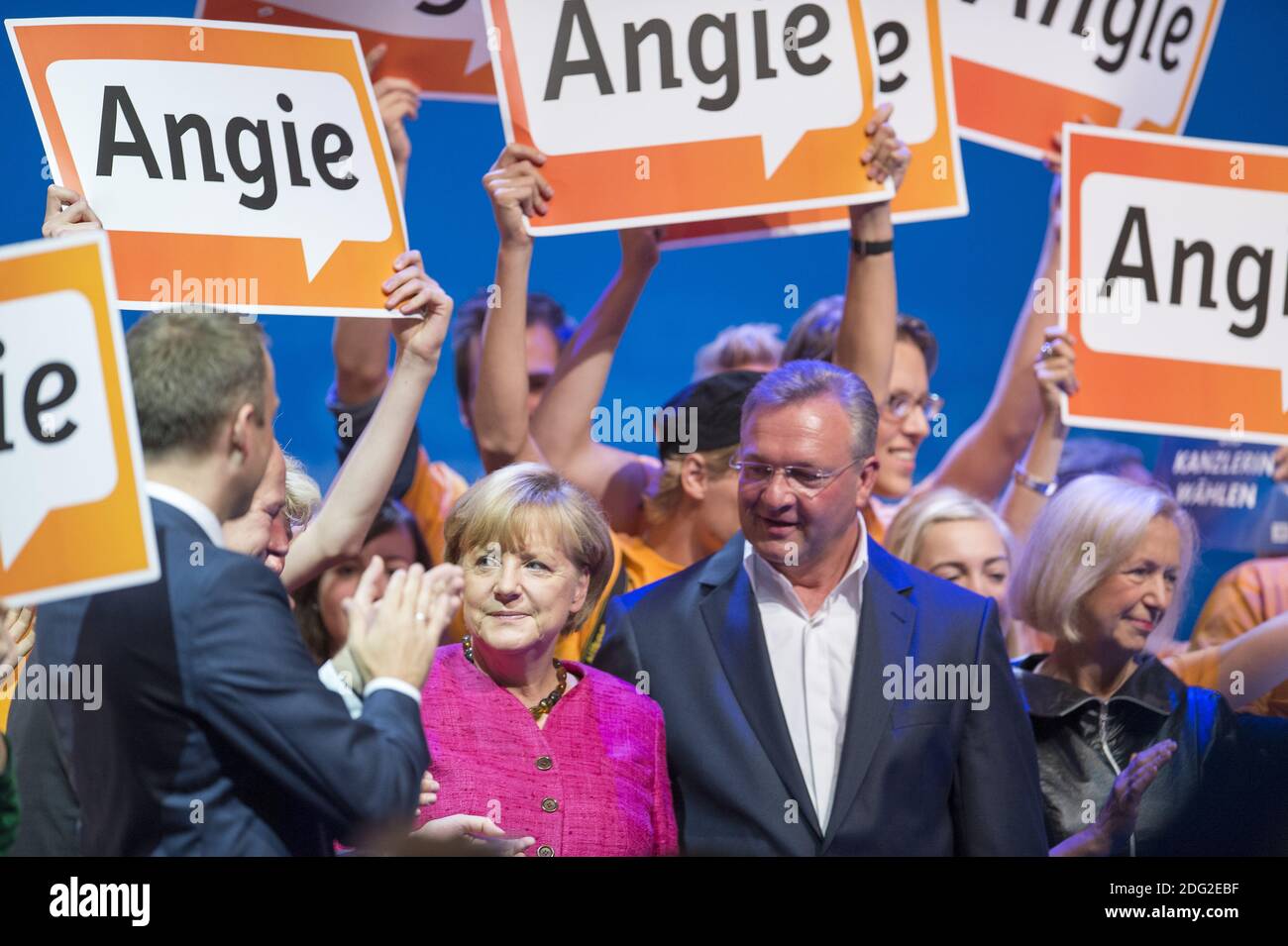 Angela Merkel last speech in Berlin before the elections. Stock Photo