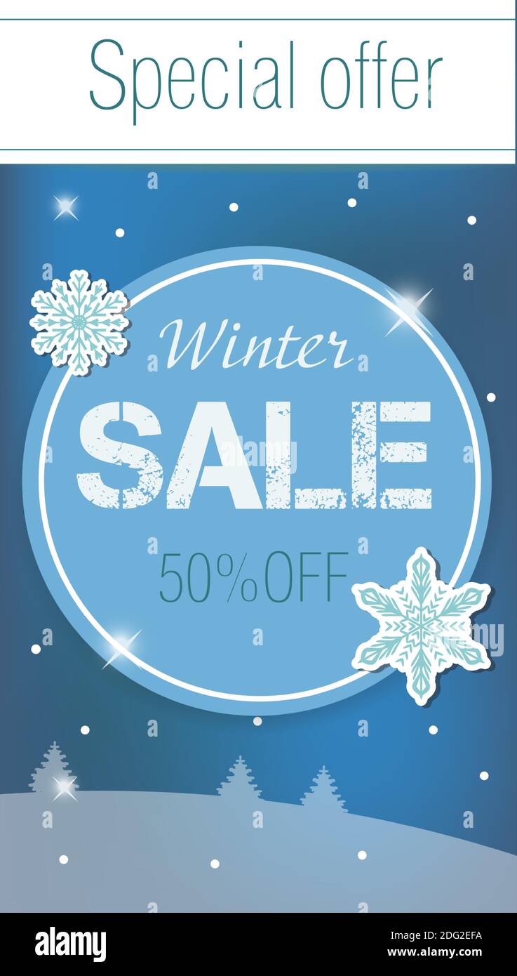 Winter sale Special offer flyer, banner,story, poster Vector illustrations Stock Vector