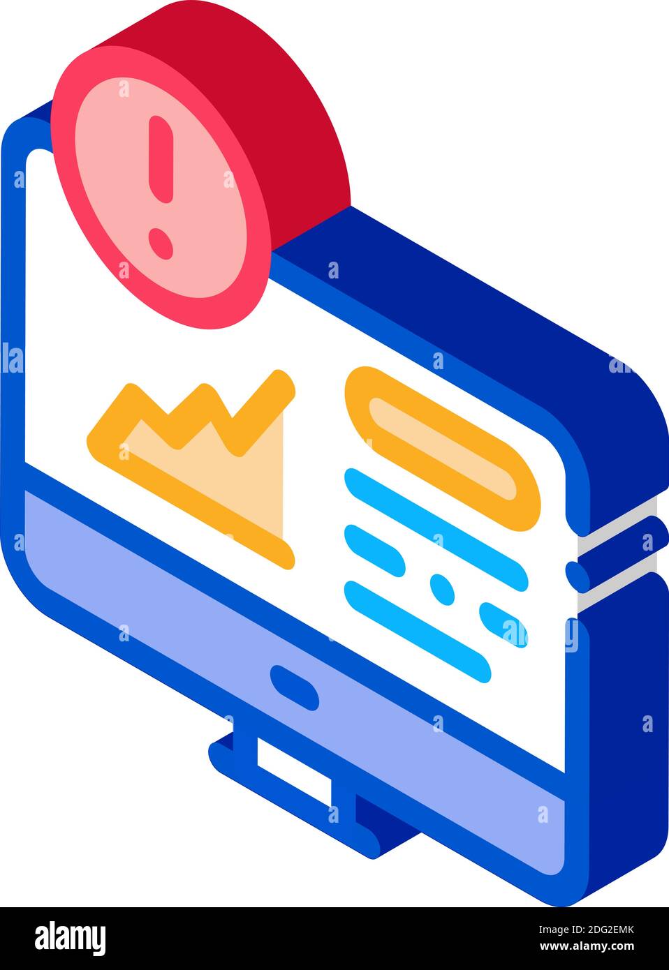 analytics infographic on computer screen isometric icon vector ...