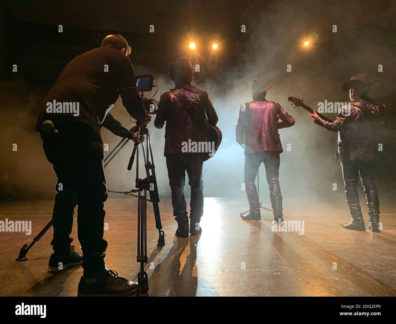 Musical production, recording of music video clip of a group from the  Sierreño genre called Los Alameños. (Photo by Luis Gutierrez / NortePhoto)  Produccion musical, grabacion de video clip musical de grupo