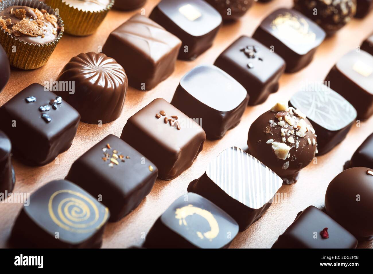 Mixed luxury dark and milk chocolate truffles. Assorted delicious ...