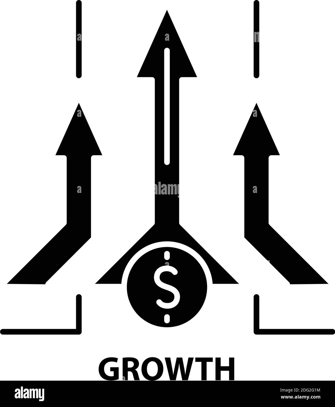 growth icon, black vector sign with editable strokes, concept illustration Stock Vector