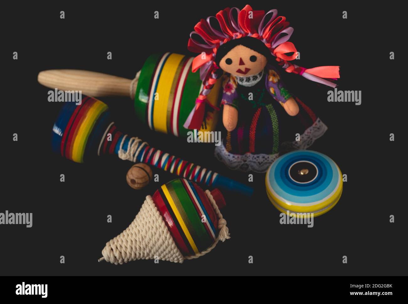 Beautiful Traditional colorful Mexican Handcraft toys, wooden Stock