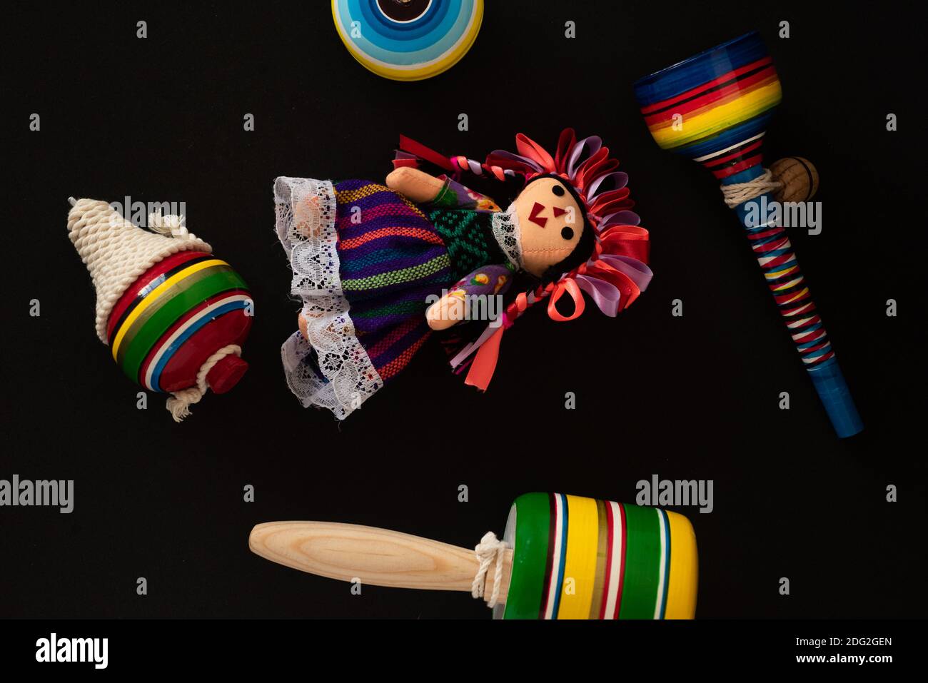 Beautiful Traditional colorful Mexican Handcraft toys, wooden Stock