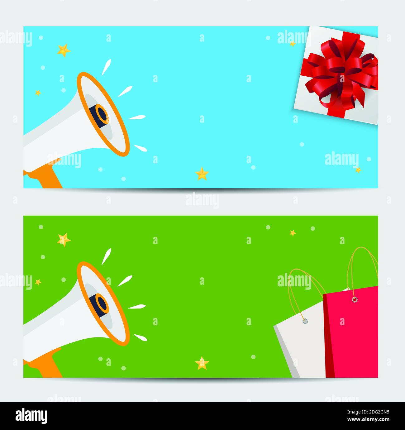 Megaphone Gift voucher concept template background. Illustration Stock ...