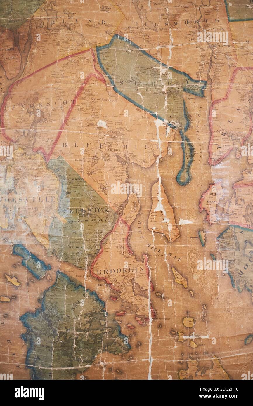 An old wall map with detail of Blue Hill, Sedgwick and Brooklin of
