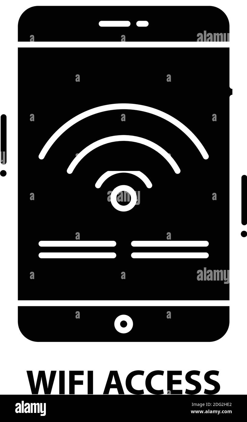 wifi access icon, black vector sign with editable strokes, concept illustration Stock Vector