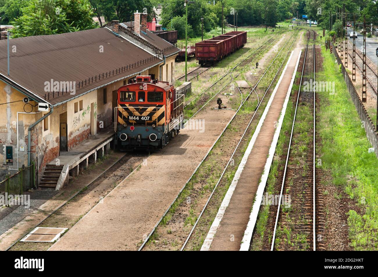 Old train parking at station Stock Photo Alamy