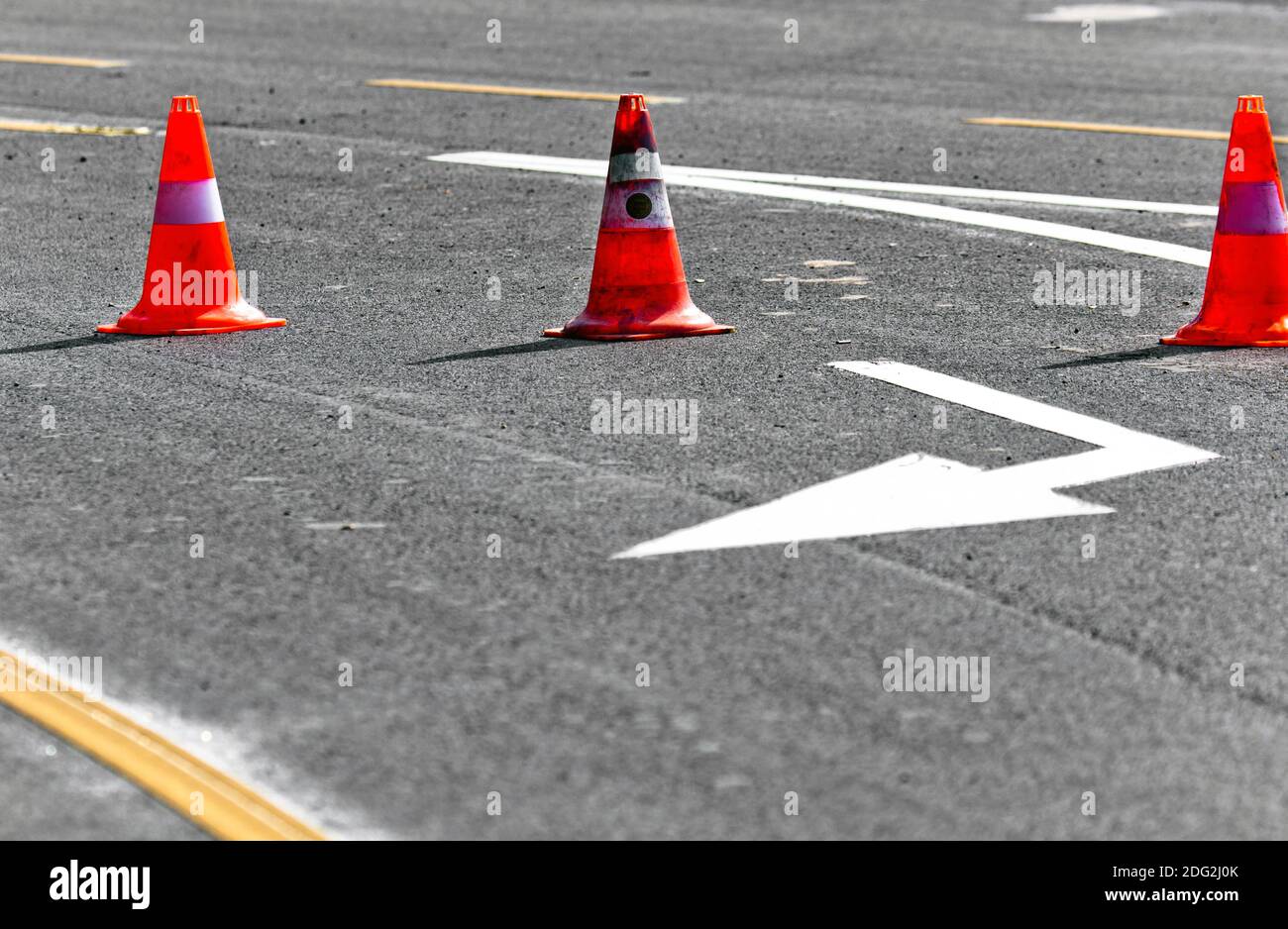 Road block with lanes Stock Photo