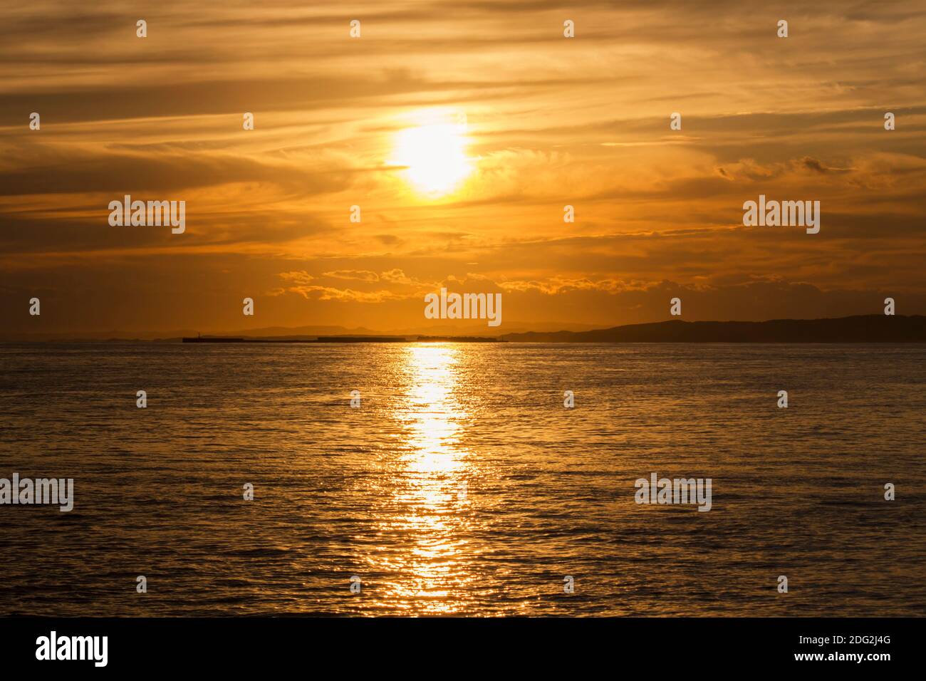 Dramatic and beautiful sunset seascape of Kushiro, Hokkaido, Japan Stock Photo