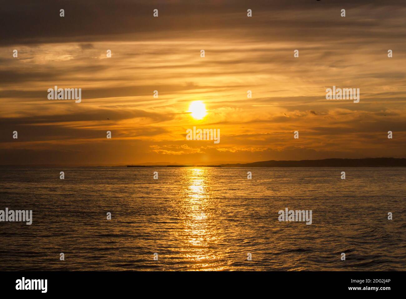 Dramatic and beautiful sunset seascape of Kushiro, Hokkaido, Japan Stock Photo