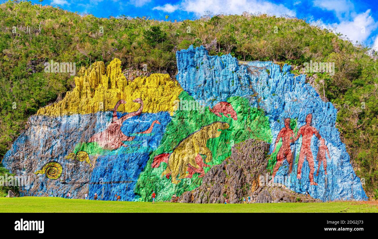 Prehistory Mural in Vinales Valley which is a Unesco World Heritage Site Stock Photo