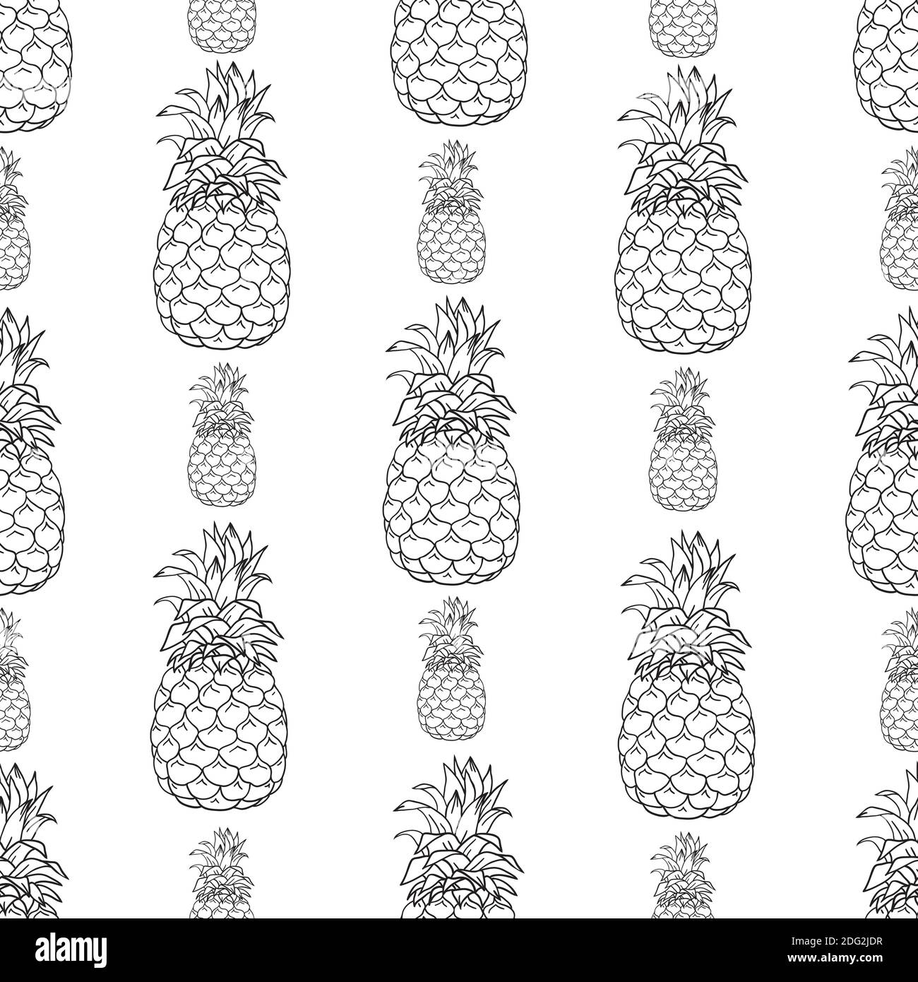 Seamless pattern with pineapples. Graphic stylized drawing. Vector illustration Stock Vector