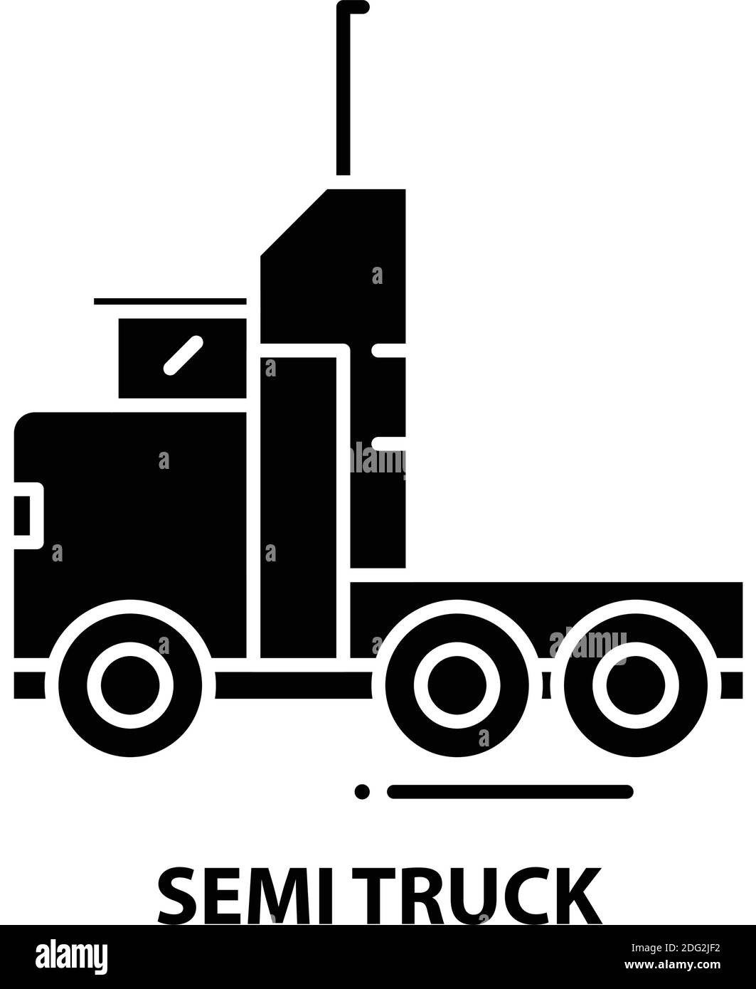 semi truck icon, black vector sign with editable strokes, concept illustration Stock Vector