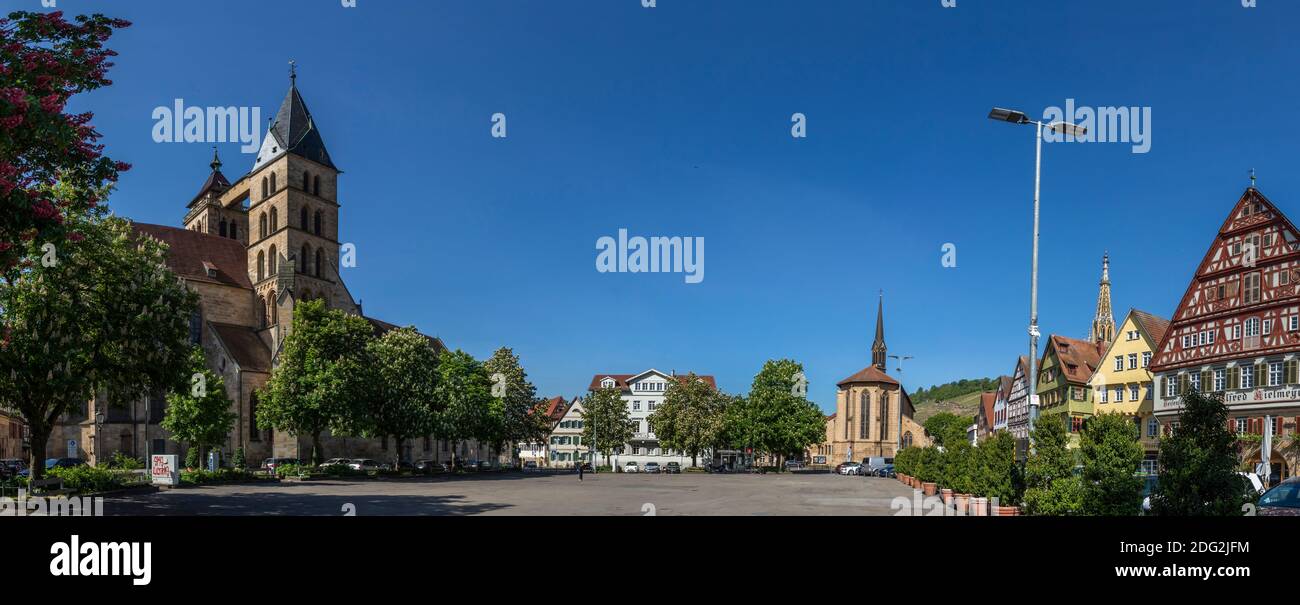 Esslingen am Neckar, Stadtkirche, Marktplatz, Münster St. Paul, Kielmeyerhaus Stock Photo