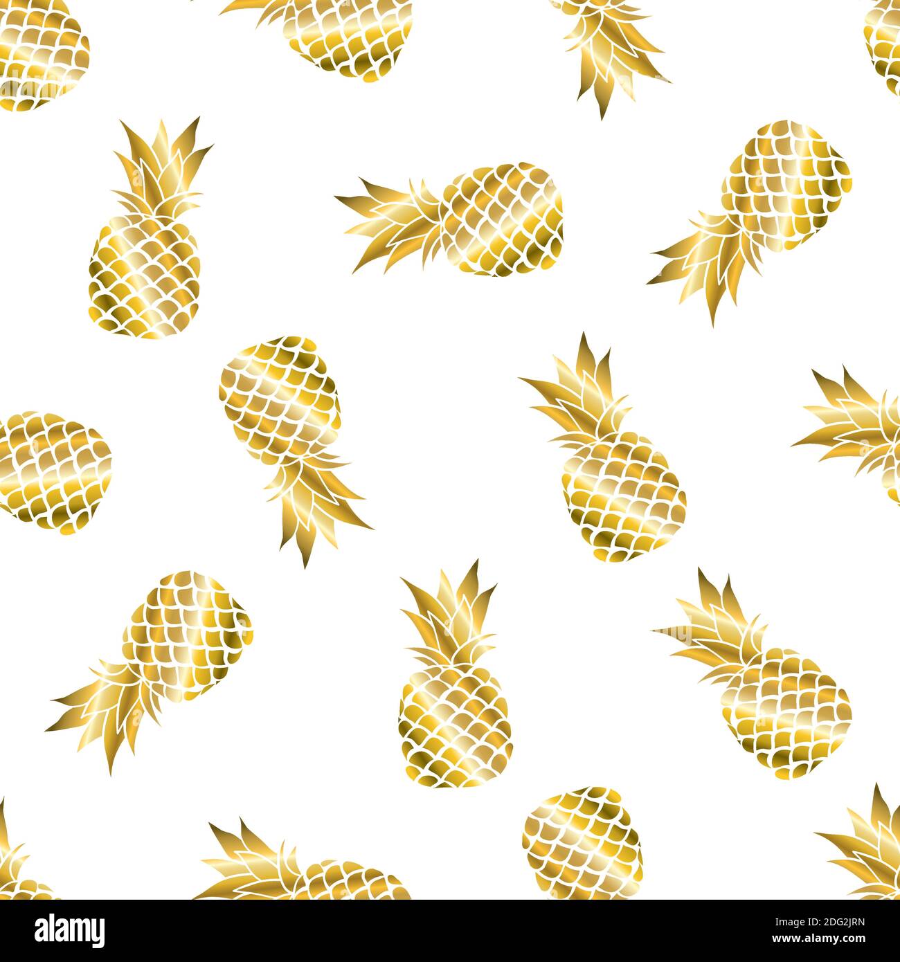 Gold pineapple on colored background. Seamless pattern in vector. Fruit illustration Stock Vector