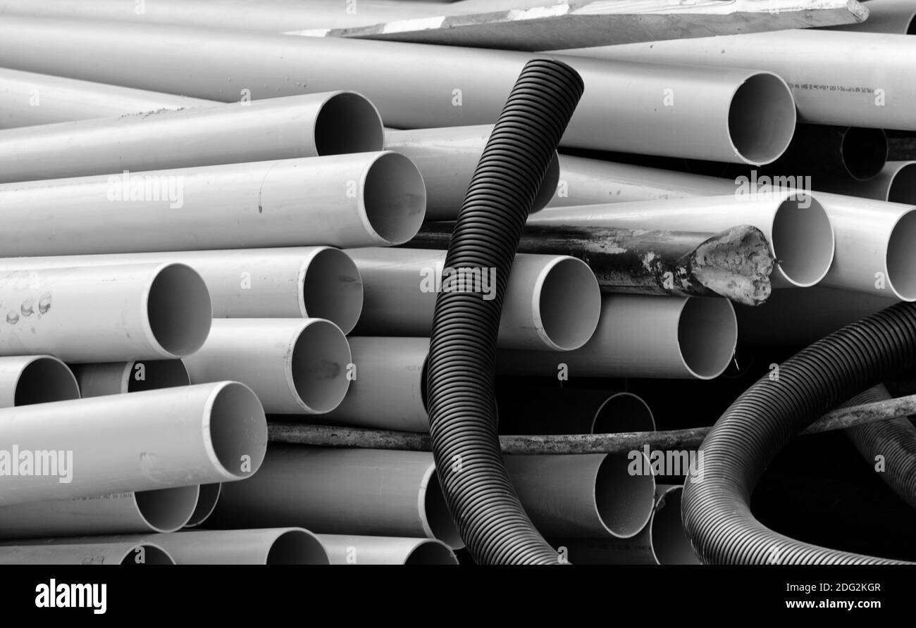 Pvc sewer pipes Black and White Stock Photos & Images Alamy