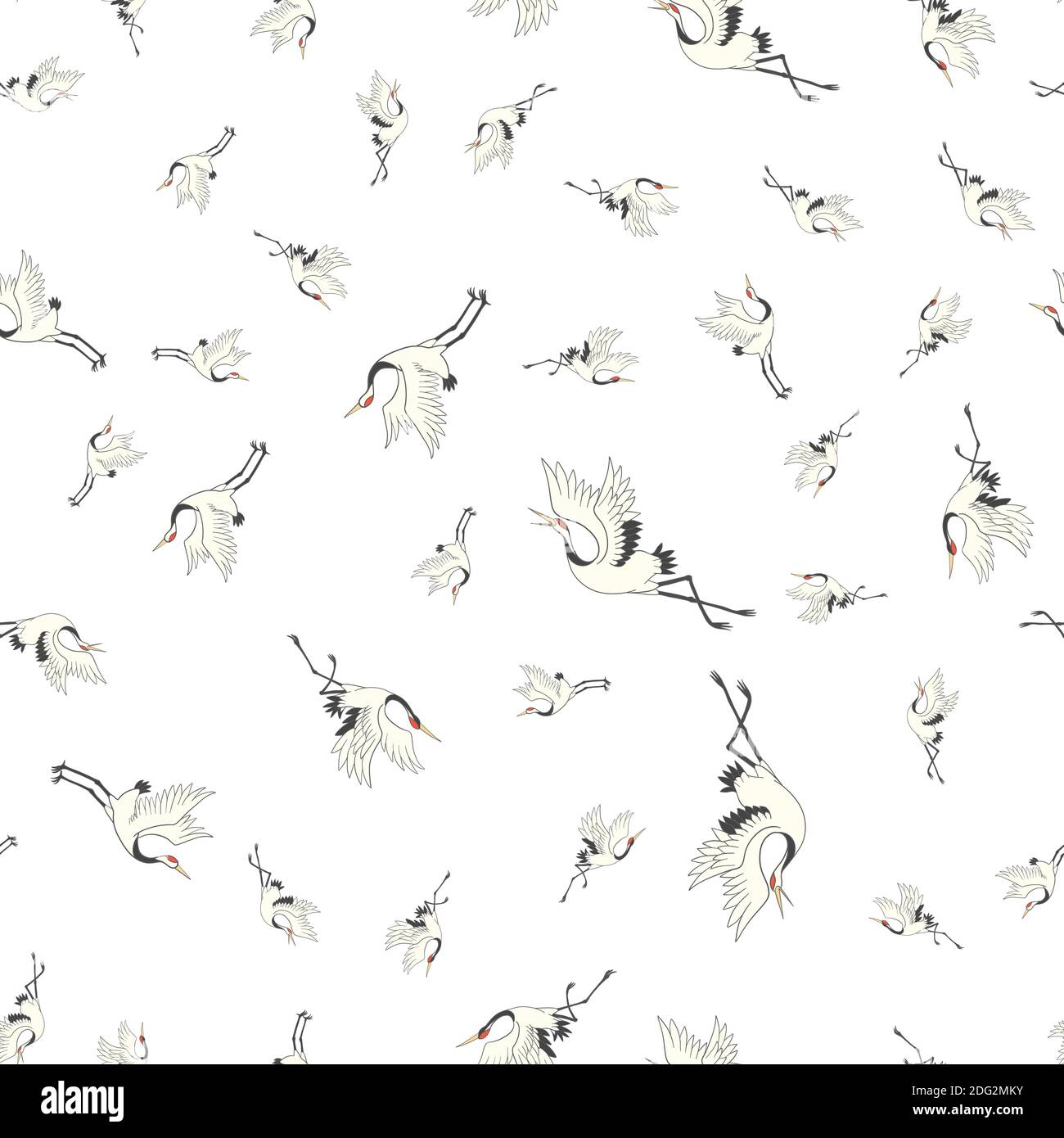 crane, pattern, birds, vector, illustration Stock Vector