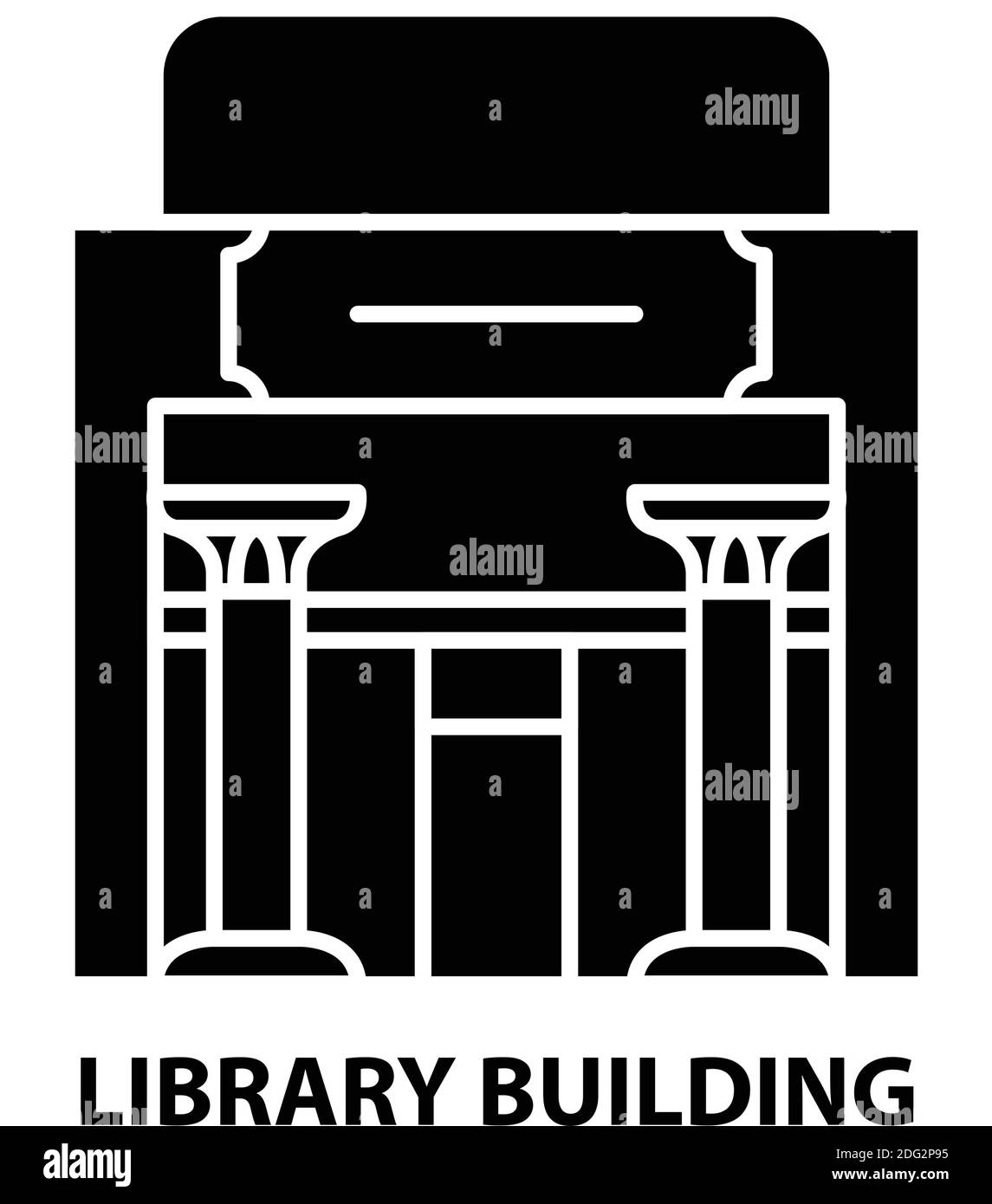 library building icon, black vector sign with editable strokes, concept illustration Stock Vector