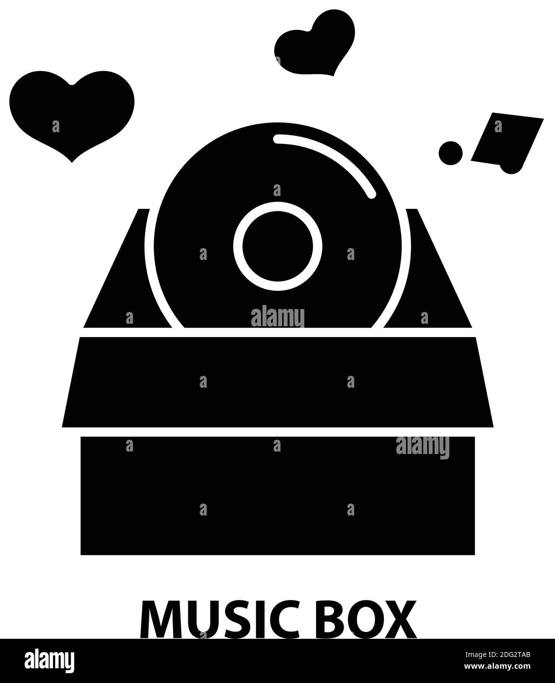 music box icon, black vector sign with editable strokes, concept illustration Stock Vector Image