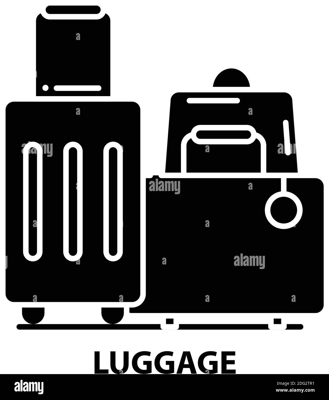 luggage icon, black vector sign with editable strokes, concept illustration Stock Vector
