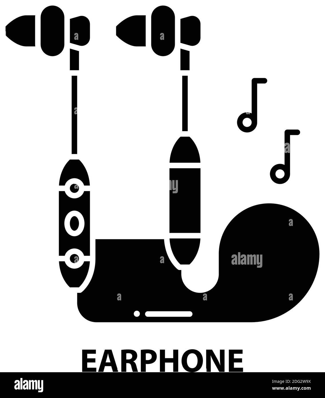 earphone icon, black vector sign with editable strokes, concept illustration Stock Vector