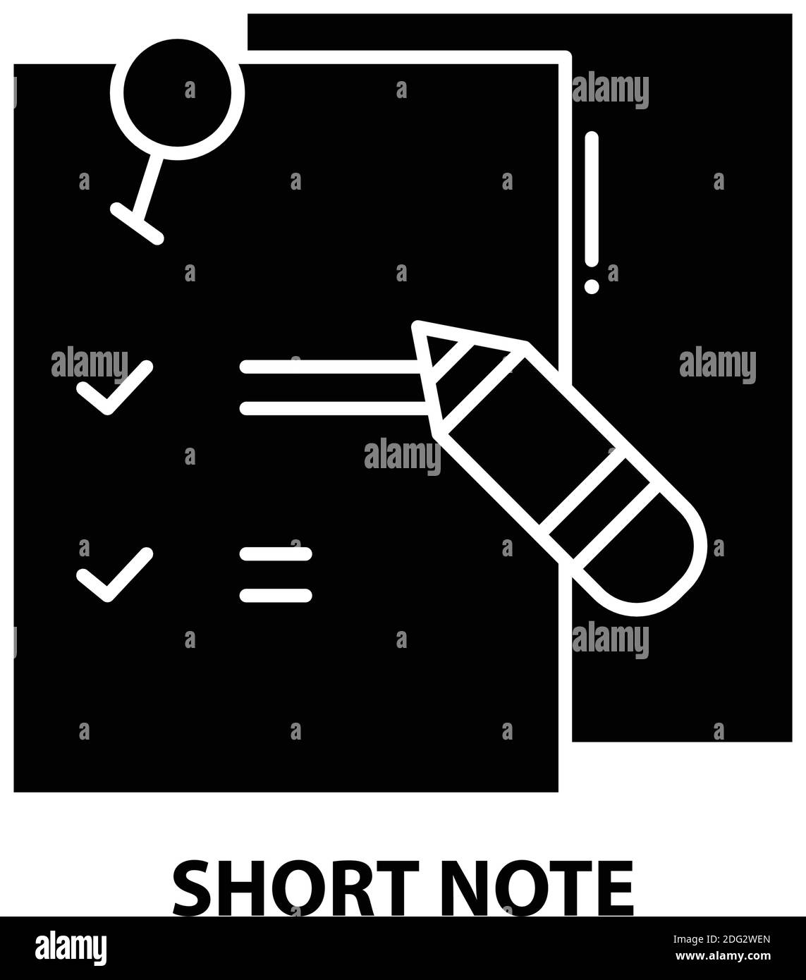 short note icon, black vector sign with editable strokes, concept
