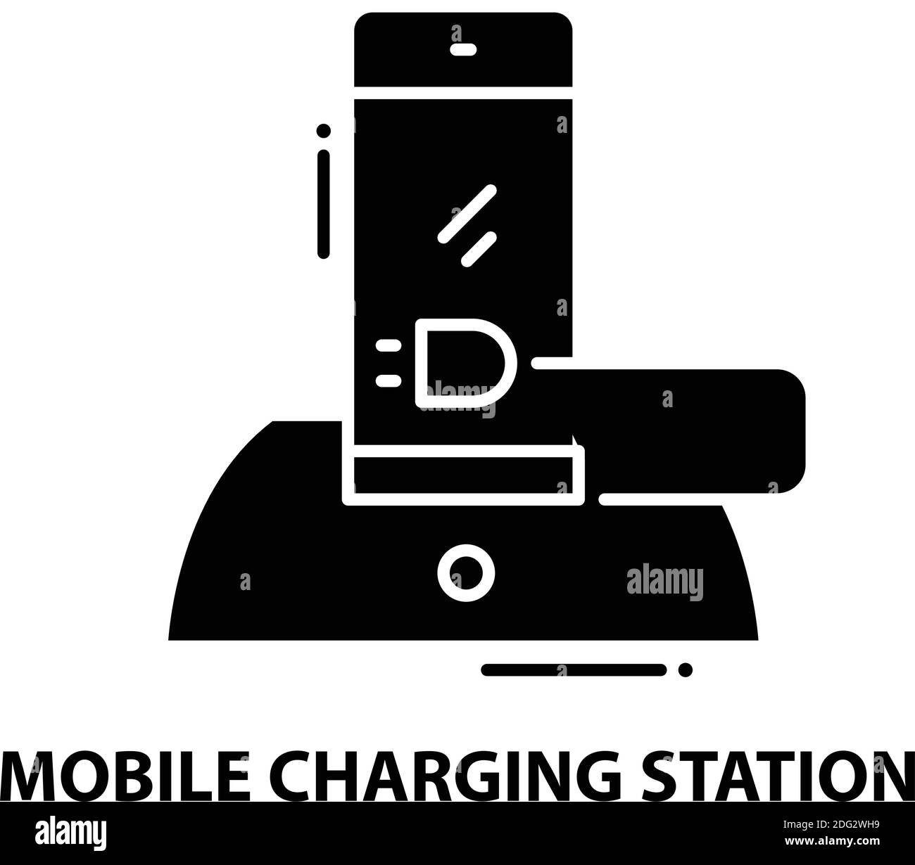 mobile charging station icon, black vector sign with editable strokes, concept illustration Stock Vector