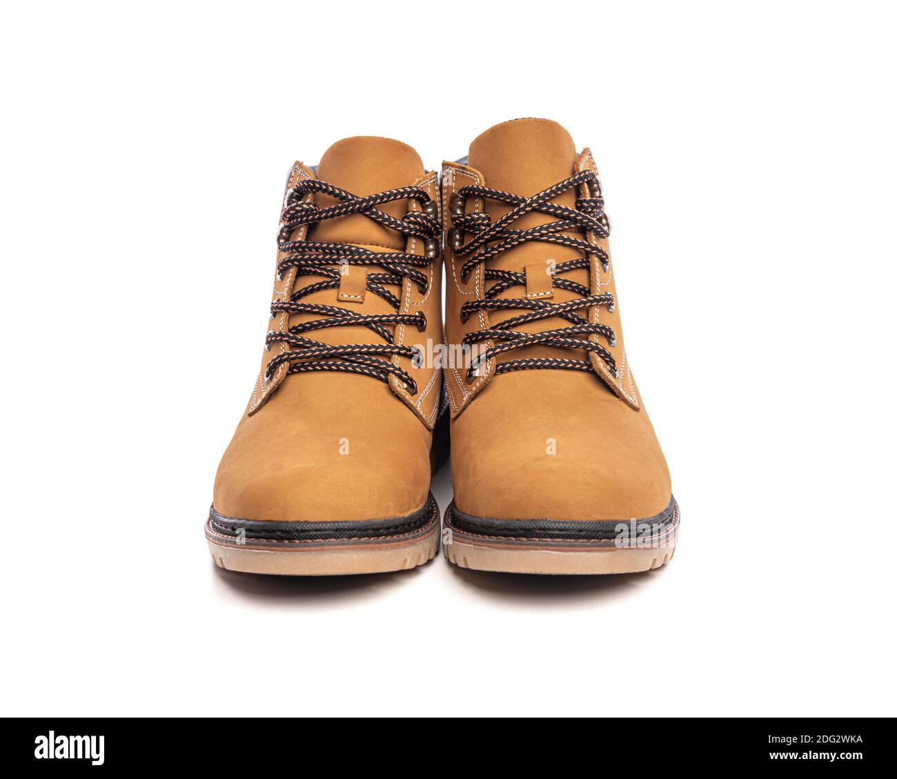 Yellow boots isolated on white background Stock Photo